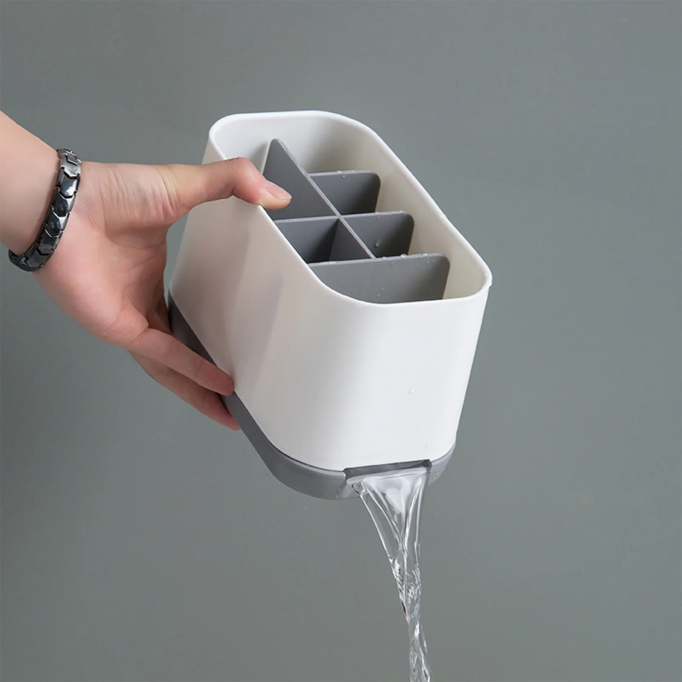 Storage Box Storage Containers Toothbrush Organizer, Bathroom Counter Storage, Wall Mount Toothpaste Holder