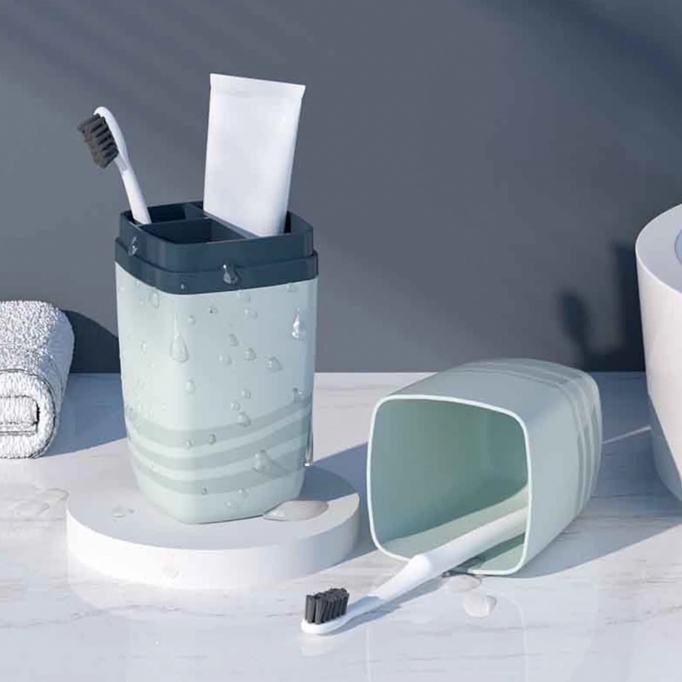  Portable Travel Toothbrush Cup and Storage Box | Detachable Drainage Rack for Countertop Organization
