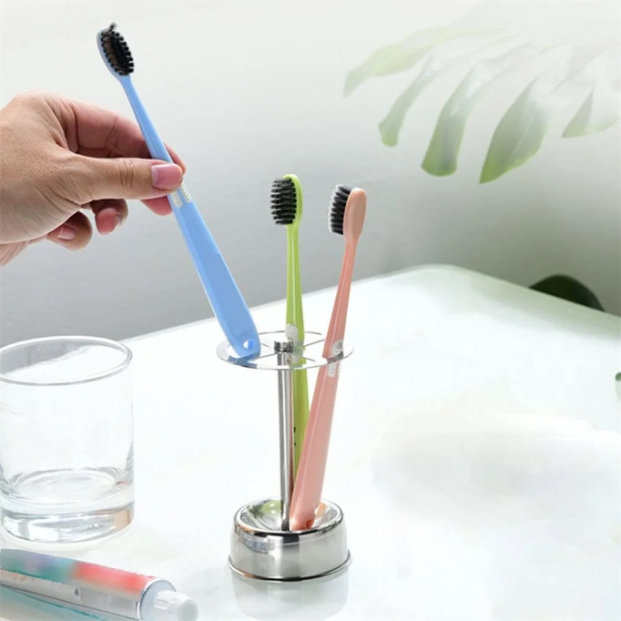  Stainless Steel Toothbrush Holder Stand Multi-Functional Storage Box Metal Toothpaste Penholder Bathroom Stand