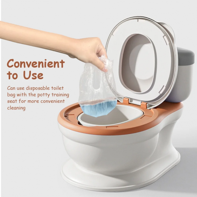 Kids Potty Training Toilet Seat with Soft PU Pad Wipe Storage Music Playing Function